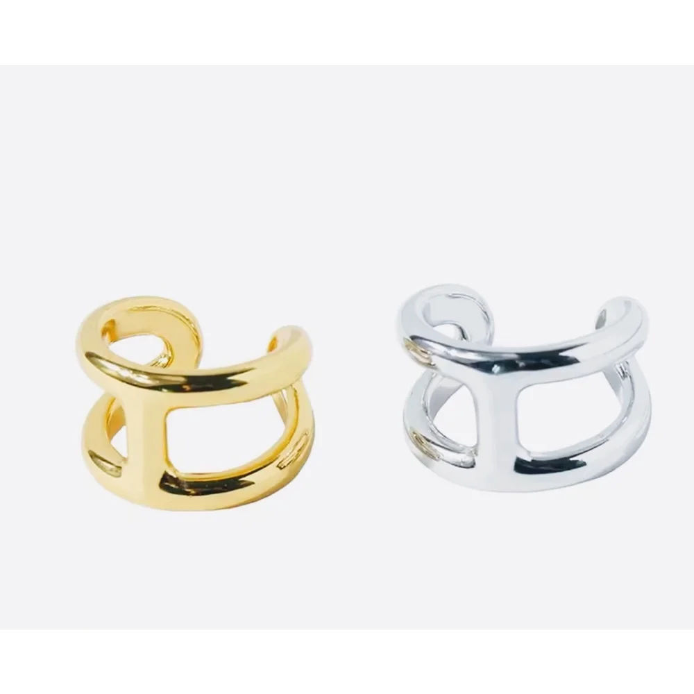 NEW Unisex H Bar Ring,‎ Gold-Plated .925 Band, Adjustable 10.5mm